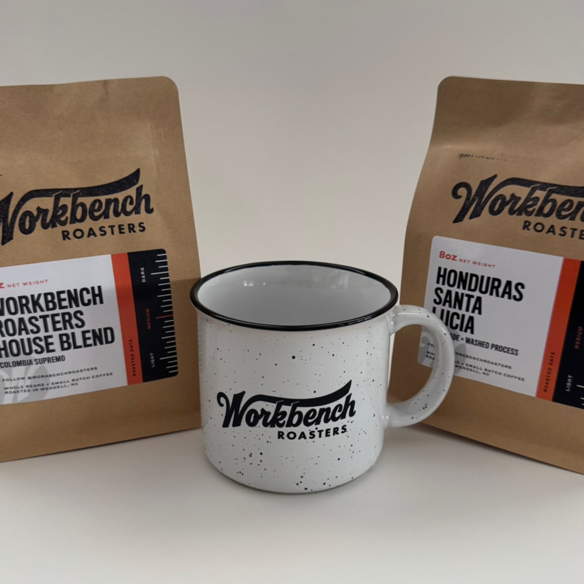Two 8-oz Bags of Coffee (Your Choice) and a Mug